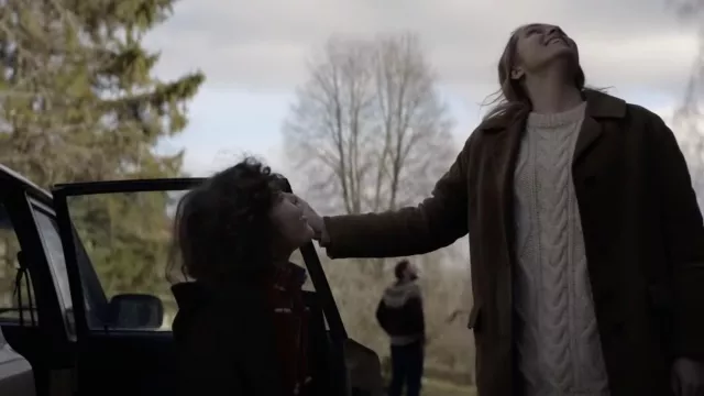 White Cable Sweater worn by Rachel (Teresa Palmer) as seen in The Twin movie outfits