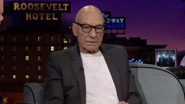 Eyeglasses worn by Patrick Stewart as seen in The Late Late Show with James Corden