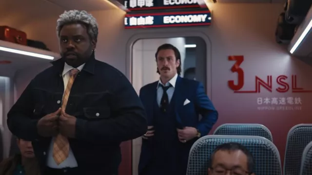Chaqueta vaquera usada por Lemon (Brian Tyree Henry) como se ve en los atuendos de las películas de Bullet Train