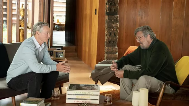 Green sweater worn by Ian Gibbons (Stephen Fry) as seen in The Dropout Outfits (Season 1 Episode 4)
