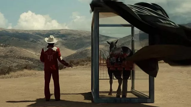 Cow Boy Red Suit worn by Brian (Steven Yeun) as seen in Nope