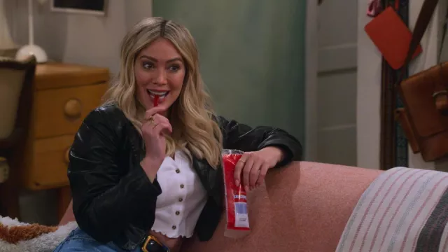 Crop Leather Jacket worn by Sophie (Hilary Duff) as seen in How I Met Your Father TV show outfits (S01E09)