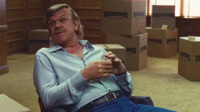 Striped Shirt worn by Jerry Buss (John C. Reilly) as seen in Winning Time: The Rise of the Lakers Dynasty TV series outfits (S01E01)