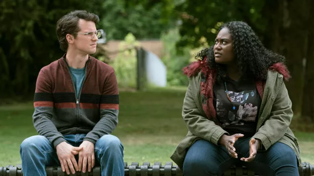 Striped Zip Up Sweater worn by Adrian Chase (Freddie Stroma) in Peacemaker (S01E04)