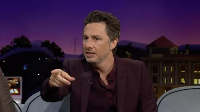 Burgundy Formal Shirt worn by Zach Braff as seen in The Late Late Show with James Corden on March 14, 2022
