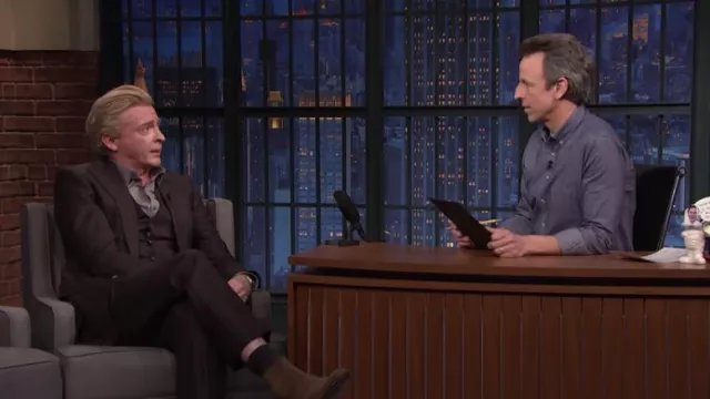 Plaid suit worn by Rhys Darby as seen in Late Night with Seth Meyers on march 16, 2022
