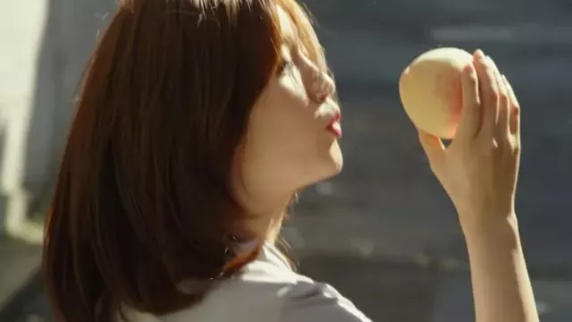 Blouse shirt worn in the peach scene by Ki Jung (Park So-dam) in Parasite movie