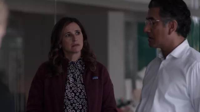 Patagonia Burgundy Jacket worn by Linda Tanner (Michaela Watkins) as seen in The Dropout TV show (S01E05)