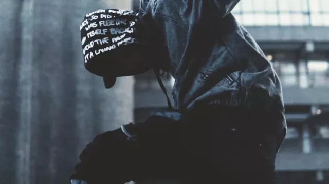 Printed Black Hoodie worn by Bvdlvd in his (DON'T) LOOK AT ME Official Music Video