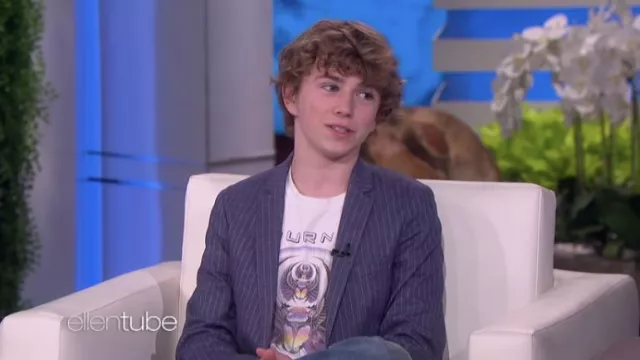 Printed T-shirt worn by Walker Scobell as seen in The Ellen DeGeneres Show