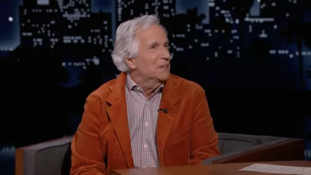 Orange Corduroy Blazer Jacket worn by Henry Winkler in Jimmy Kimmel Live! on April 12, 2022