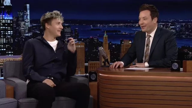 Navy Blue Zip Hoodie worn by Ninja / Tyler Blevins in The Tonight Show Starring Jimmy Fallon