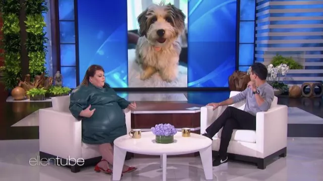 Robe en cuir portée par Chrissy Metz vue dans The Ellen DeGeneres Show