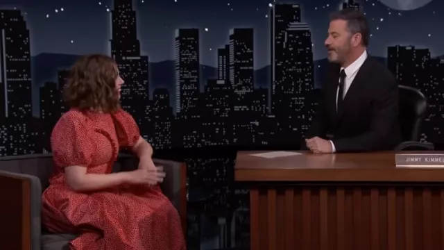 Polka Dots Red Dress worn by Vanessa Bayer as seen in Jimmy Kimmel Live!