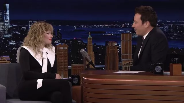 Black and White Dress worn by Natasha Lyonne as seen in The Tonight Show Starring Jimmy Fallon