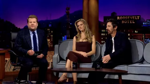 Burgundy Dress worn by Brooklyn Decker as seen in The Late Late Show with James Corden on April 26, 2022