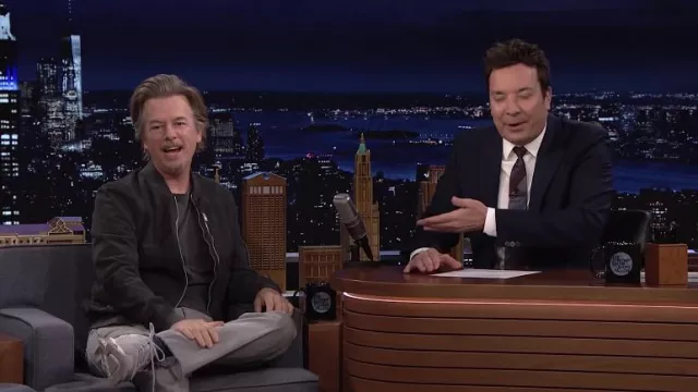 Zip Bomber Jacket worn by David Spade as seen in The Tonight Show Starring Jimmy Fallon on April 27, 2022