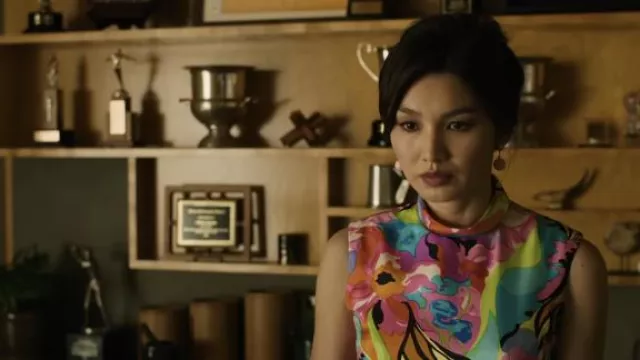 Multicolor Floral Dress worn by Shelley (Gemma Chan) as seen in Don't Worry Darling
