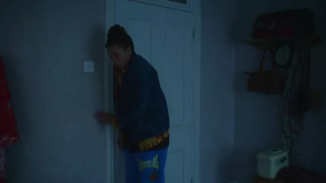 Denim Tears Blue Sweatpants worn by Natasha (Michelle de Swarte) as seen in The Baby TV show outfits (Season 1 Episode 2)