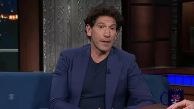 Dark Blue tee worn by Jon Bernthal as seen in The Late Show with Stephen Colbert
