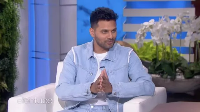 Denim jacket and pants worn by Jay Shetty as seen in The Ellen DeGeneres Show