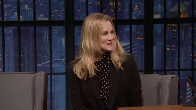 Polka Dots Blouse Shirt worn by Laura Linney as seen in Late Night with Seth Meyers