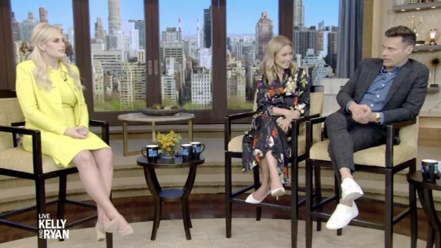 Yellow Tweed Dress and Blazer Jacket set worn by Rebel Wilson as seen in LIVE with Kelly and Ryan 