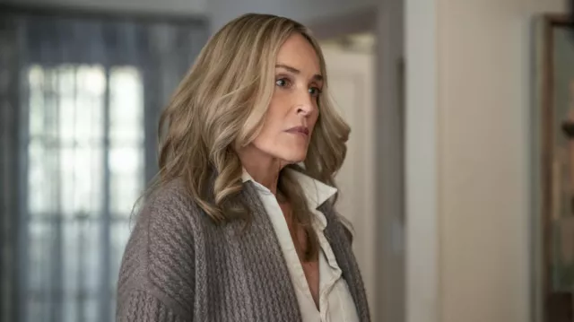 Wool Cardigan worn by Lisa Bowden (Sharon Stone) as seen in The Flight Attendant TV show (S02E06)