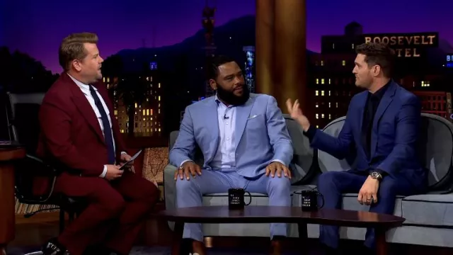 Blue suit worn by Anthony Anderson as seen in The Late Late Show with James Corden