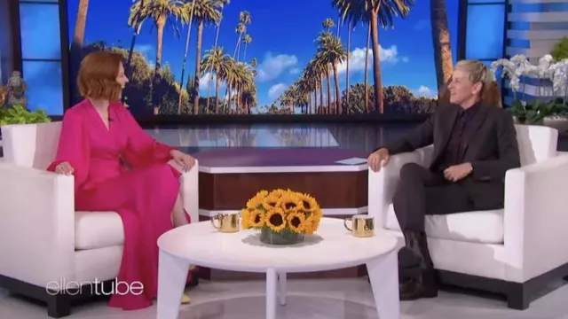 Satin Long Pink Dress worn by Ellie Kemper in The Ellen DeGeneres Show