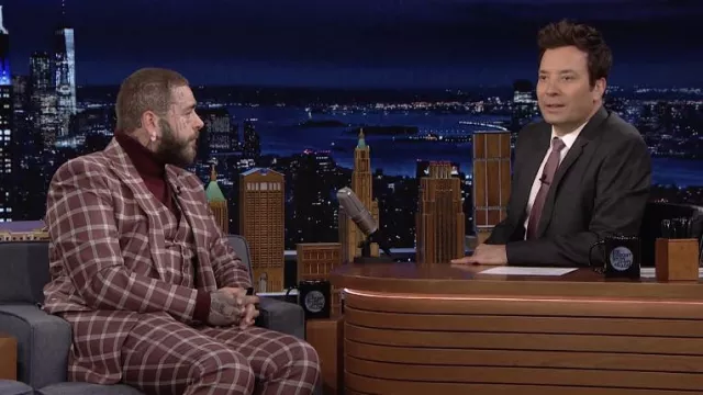 Plaid suit worn by Post Malone as seen in The Tonight Show Starring Jimmy Fallon 