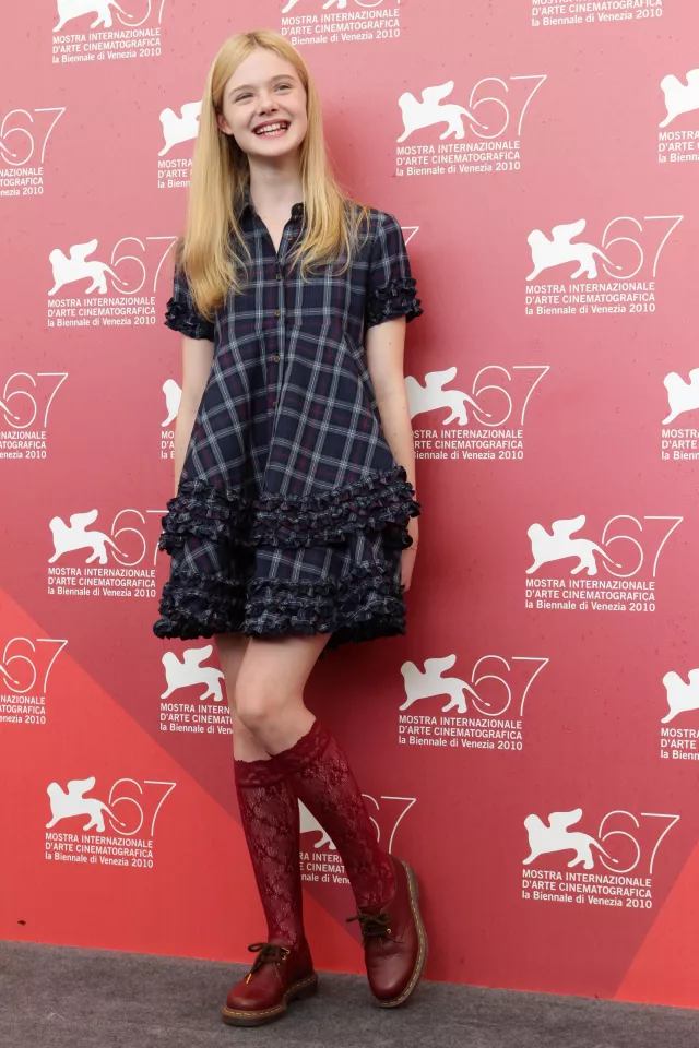 Plaid Dress worn by Elle Fanning for Somewhere photocall at the 67th Venice Film Festival in 2010