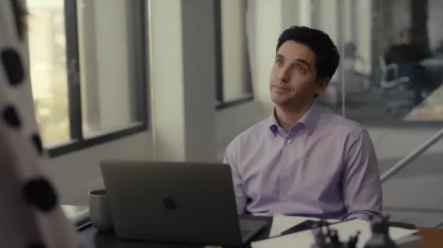 Lilac Formal Shirt worn by Jimmy (Paul W. Downs) as seen in Hacks TV show outfits (Season 2 Episode 1)