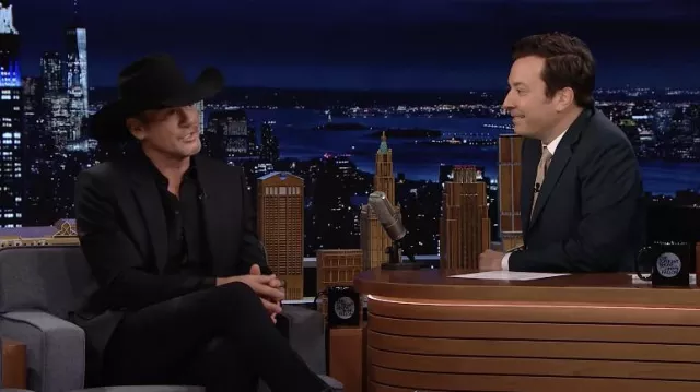 Black Cow Boy Hat worn by Tim Mcgraw as seen in The Tonight Show Starring Jimmy Fallon