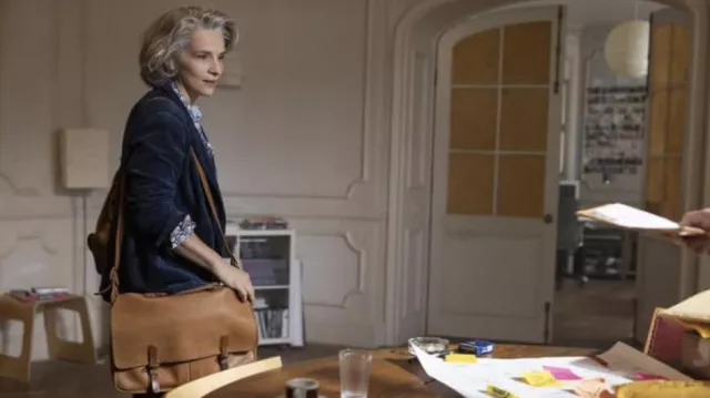 Leather Messenger Bag worn by Sophie Brunet (Juliette Binoche) as seen in The Staircase (S01E05)