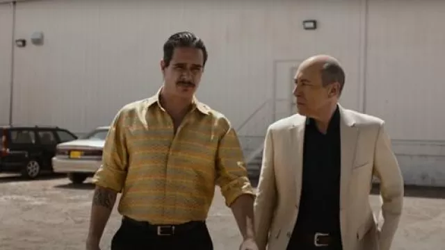 Striped shirt in yellow worn by Lalo Salamanca (Tony Dalton) in Better Call Saul TV series outfits (Season 5 Episode 1)