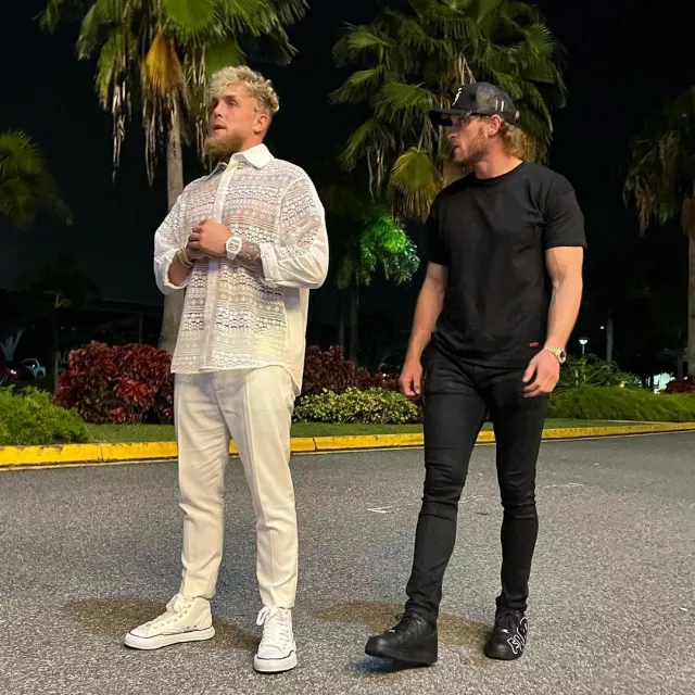 The white embroidered shirt worn by Jake Paul on his Instagram account @jakepaul