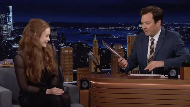 Black Dress worn by Sadie Sink as seen in The Tonight Show Starring ...