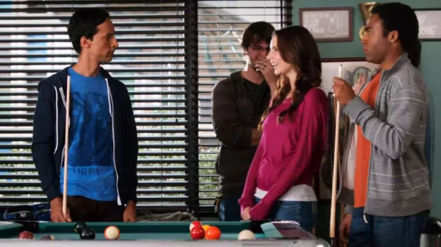 Obey "Escapism" T-shirt in blue worn by Abed Nadir (Danny Pudi) in Community TV series (Season 1 Episode 17)