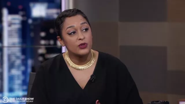 Gold Earrings worn by Eve L. Ewing in The Daily Show with Trevor Noah