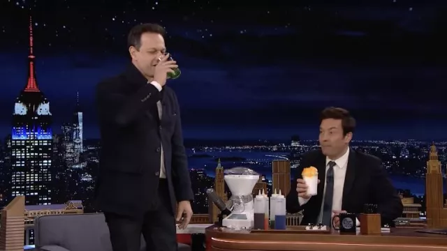 Navy Blue Blazer Jacket worn by Josh Charles as seen in The Tonight Show Starring Jimmy Fallon