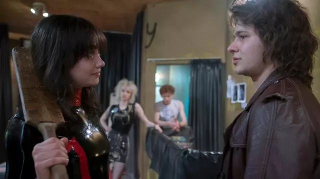 Vinyl Jumpsuit worn by Chrissie Hynde (Sydney Chandler) as seen in Pistol TV show (Season 1)