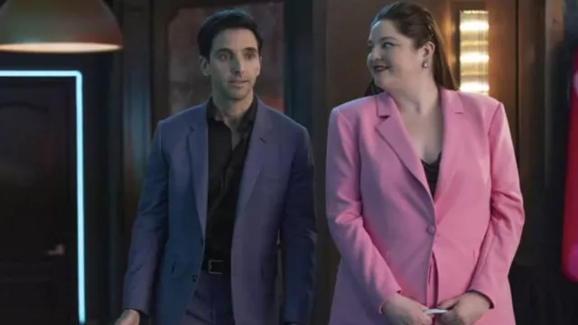 Pink Blazer Jacket worn by Kayla (Megan Stalter) as seen in Hacks TV show (S02E08)