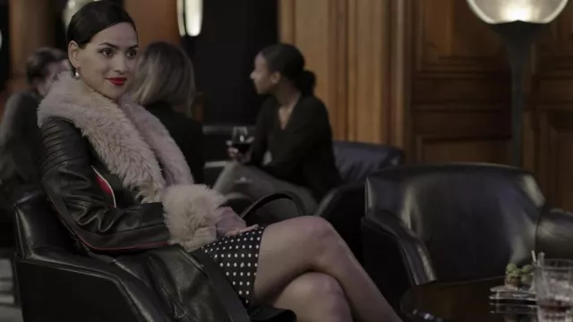 Leather Fur Coat worn by Laurie (Adria Arjona) as seen in Irma Vep (Season 1)
