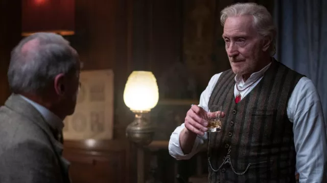 Striped suit vest worn by Roderick Burgess (Charles Dance) as seen in The Sandman TV series outfits (Season 1)
