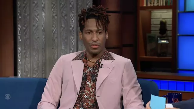 Floral printed shirt worn by Jon Baptiste as seen in The Late Show with Stephen Colbert on June 9, 2022
