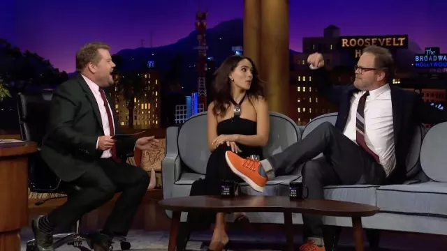 Orange sneakers worn by Rainn Wilson as seen in The Late Late Show with James Corden on June 9, 2022