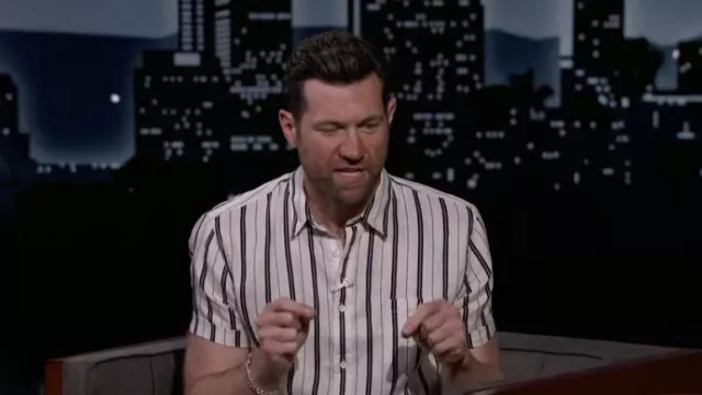 Striped short sleeve button down shirt worn by Billy Eichner as seen in Jimmy Kimmel Live!