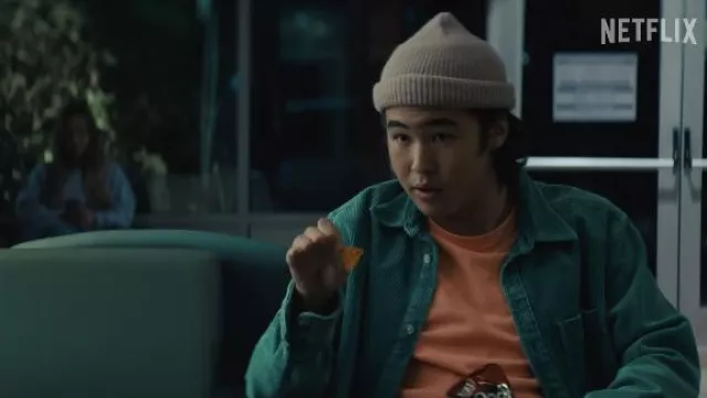 Corduroy overshirt jacket worn by Nico Hiraga in Hello, Goodbye and Everything In Between movie wardrobe