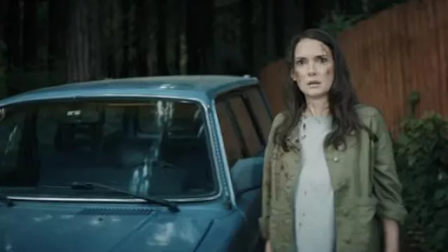 Olive green jacket worn by Kath (Winona Ryder) as seen in Gone in the Night movie outfits
